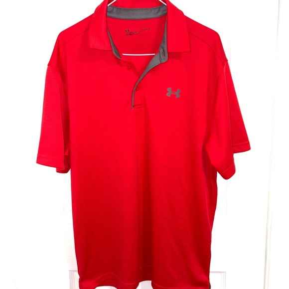 Under Armour Red and Gray Performance Polo - Picture 1 of 2